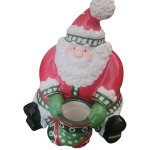 Fitz & Floyd Stocking Stuffers Santa Claus Lidded Box Ceramic